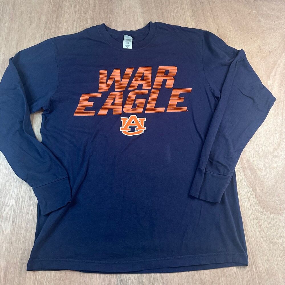 Auburn University War Eagle Long Sleeve Shirt Men's Large Navy New Agenda